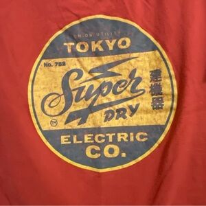 Super Dry Electric Co Mens Orange Graphic Tee T Shirt M Medium Distressed